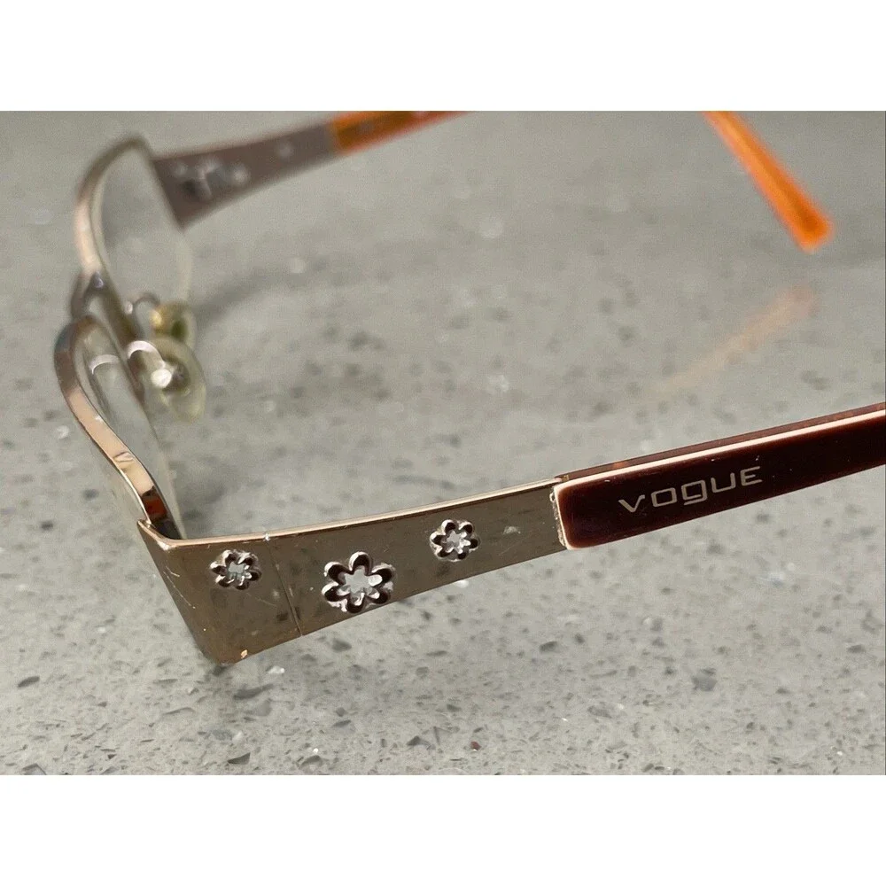 Vogue Half rim Eyeglasses FRAMES ONLY VO3619 740 52-18-135 Shiny Brown Orange